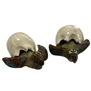 Nancy Hicks Pottery Handmade Signed Set of Two Hatching Baby Sea Turtles